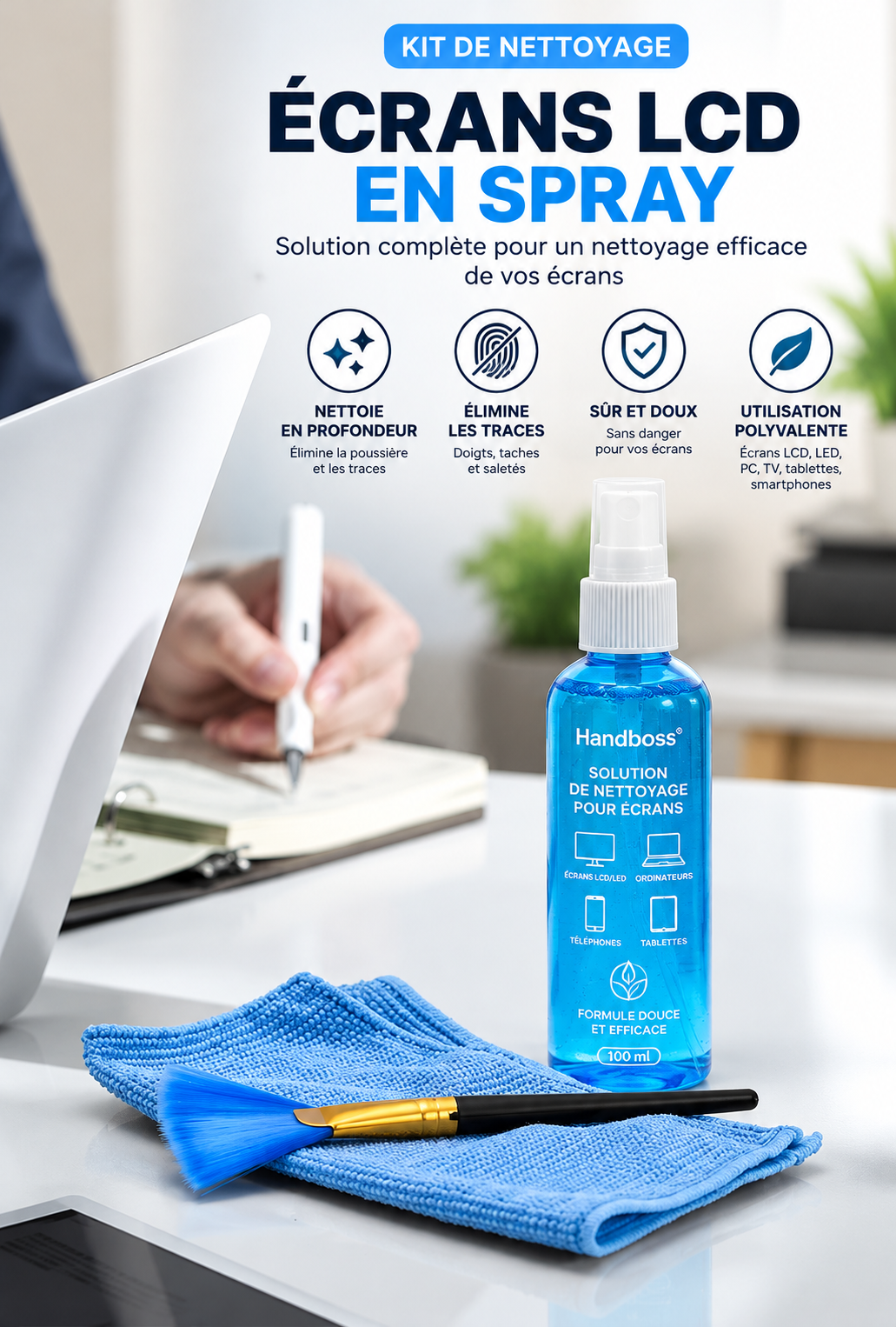 Kit nettoyage écrans LCD en spray