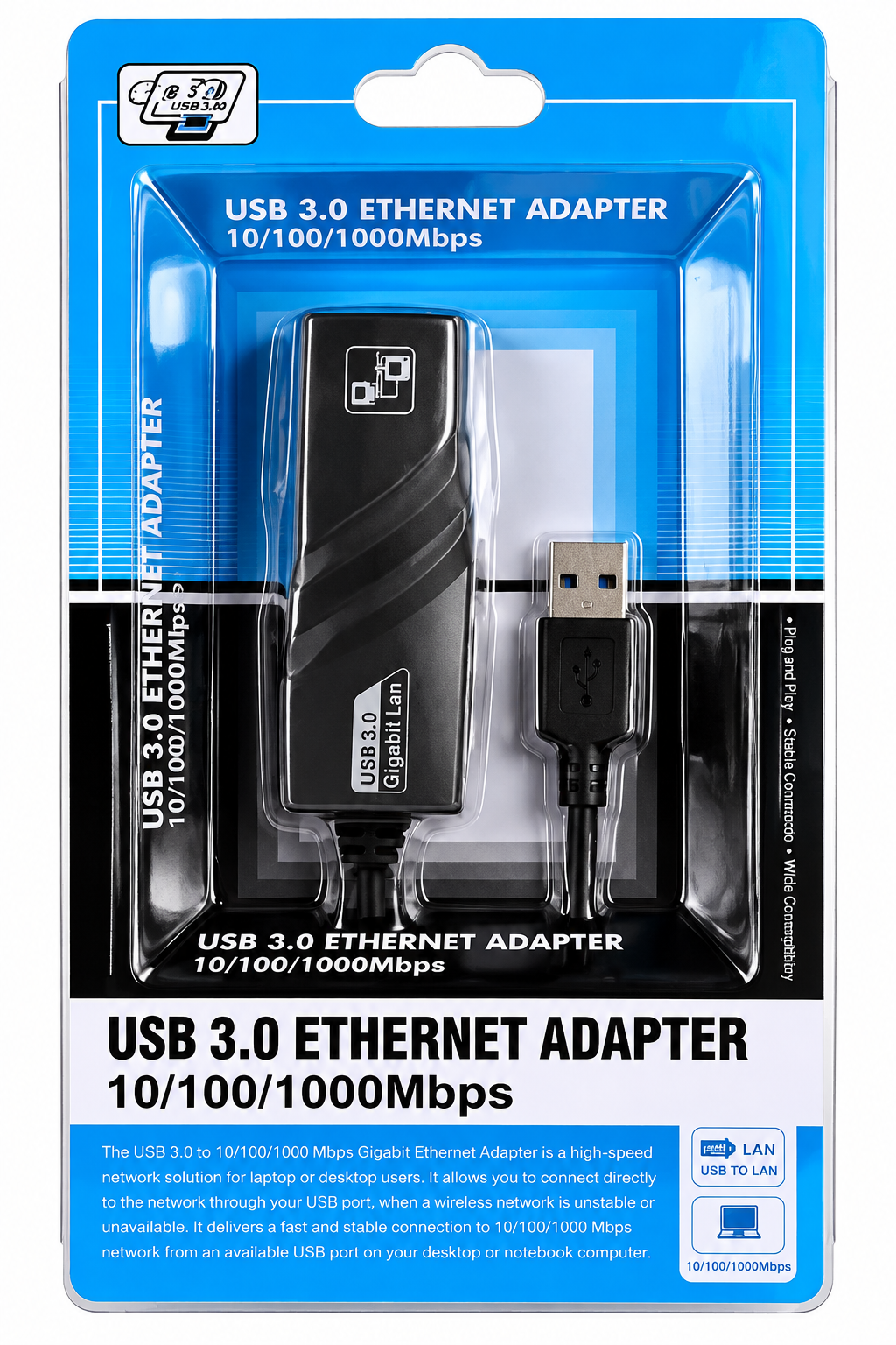 Emballage adaptateur Ethernet USB 3.0