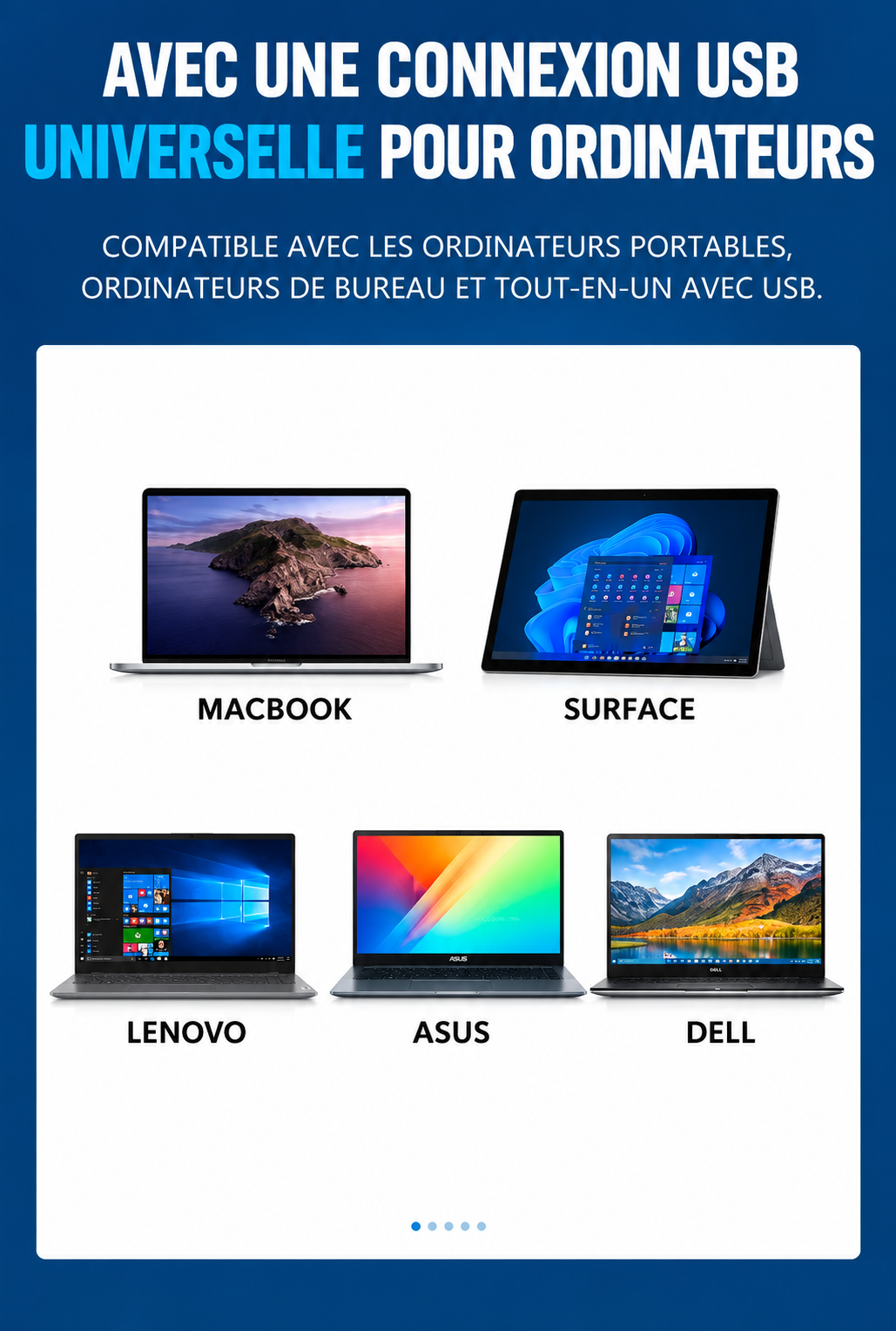 Compatibilité USB universelle pour ordinateurs