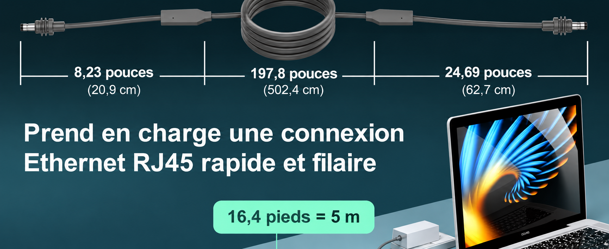 Infographie câble Ethernet RJ45 5 m